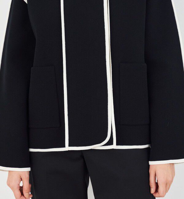 DES PRES「レーヨンナイロンダブルフェイス クルーネックジャケット」|ノーカラージャケット|