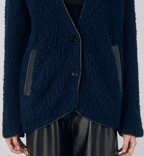 DES PRES「ウールブークレー カラーレスジャケット」|ノーカラージャケット|