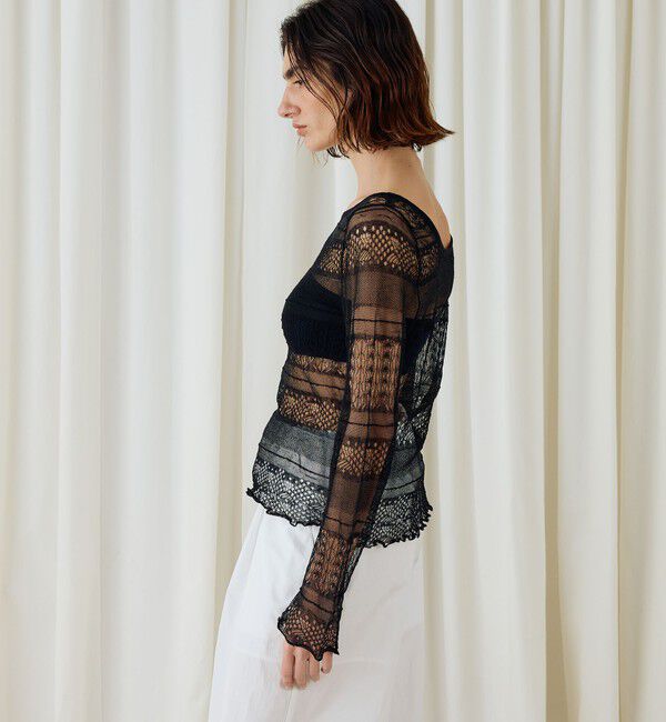 DES PRES「レースステッチ バックネックプルオーバー」|ニット・セーター|