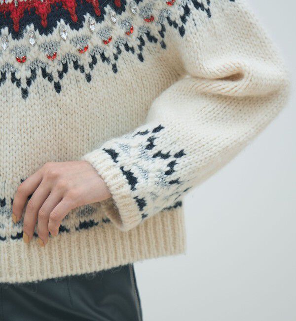 MACPHEE「ビジュージャカード クルーネックプルオーバー」|ニット・セーター|