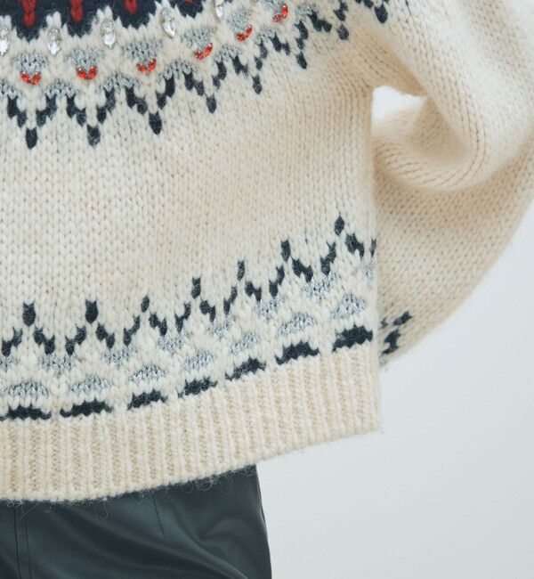 MACPHEE「ビジュージャカード クルーネックプルオーバー」|ニット・セーター|