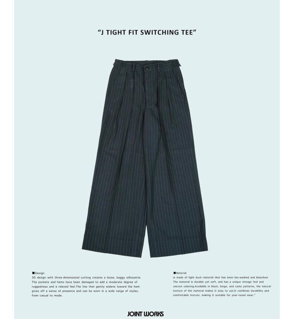 JOINT WORKS「ワイドタック ストライプ トラウザーズ / Wide Tuck Stripe Trousers」|スラックス|グレー