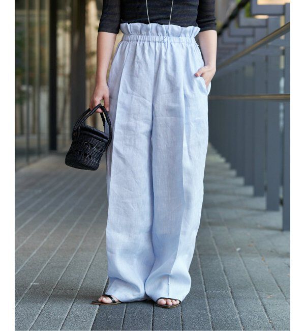 IENA LA BOUCLE「Y.A.Acc/ワイエーアク 別注リネンパンツ」|その他|サックスブルー