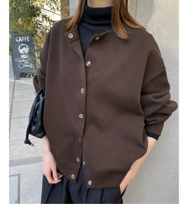 SLOBE IENA「《WEB限定/追加3》ダブルフェイスジャージースナップカーディガン」|カーディガン|