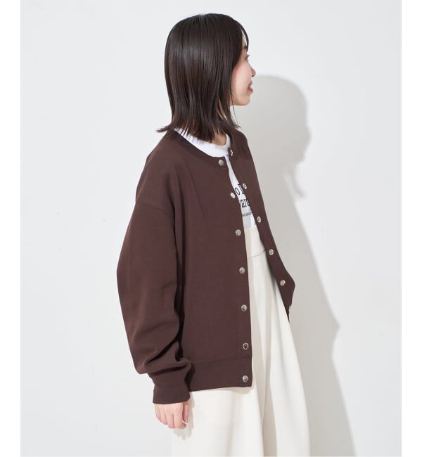 SLOBE IENA「《WEB限定/追加3》ダブルフェイスジャージースナップカーディガン」|カーディガン|