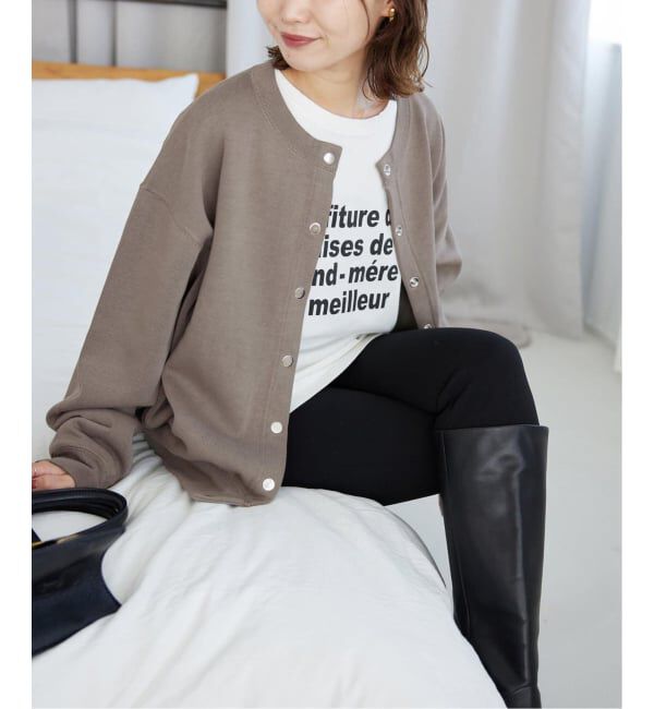 SLOBE IENA「《WEB限定/追加3》ダブルフェイスジャージースナップカーディガン」|カーディガン|