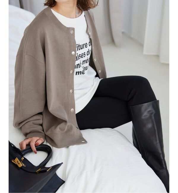 SLOBE IENA「《WEB限定/追加3》ダブルフェイスジャージースナップカーディガン」|カーディガン|