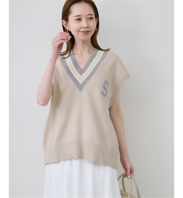 SLOBE IENA「サガラ刺繍レタードベスト」|ベスト・ジレ|