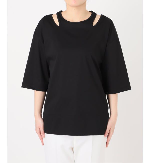 NOBLE「Room no.8/ルームエイト スムースコットンネックオープントップス」|Tシャツ・カットソー|