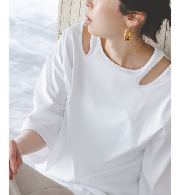 NOBLE「Room no.8/ルームエイト スムースコットンネックオープントップス」|Tシャツ・カットソー|