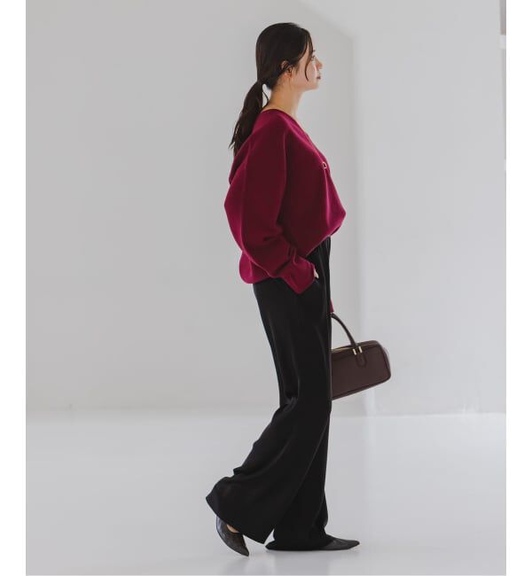 NOBLE「《セットアップ対応》ルナサテンナローフレアタックパンツ」|スラックス|