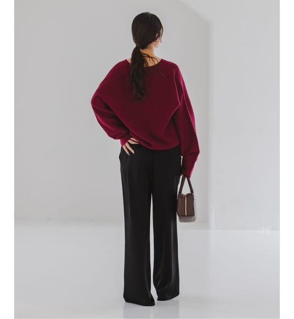 NOBLE「《セットアップ対応》ルナサテンナローフレアタックパンツ」|スラックス|