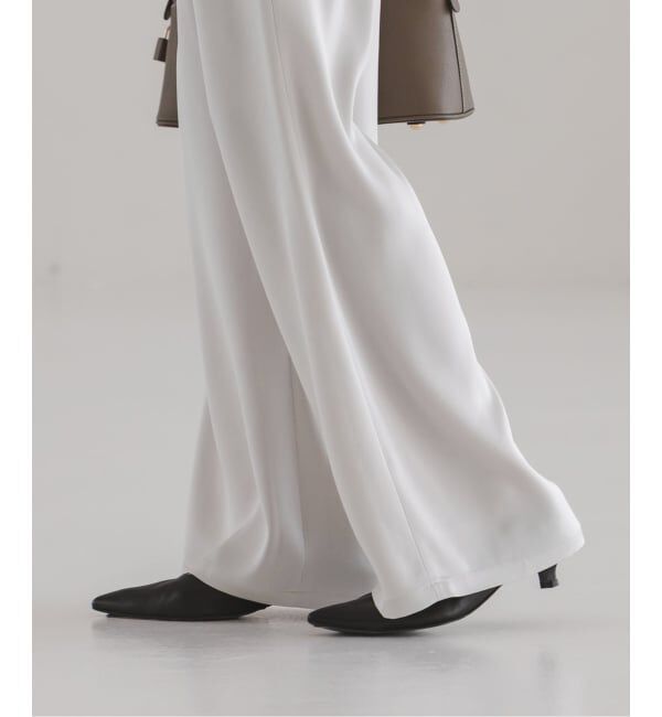 NOBLE「《セットアップ対応》ルナサテンナローフレアタックパンツ」|スラックス|