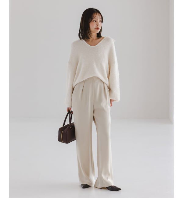 NOBLE「《セットアップ対応》ルナサテンナローフレアタックパンツ」|スラックス|