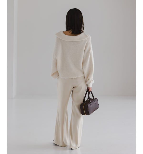 NOBLE「《セットアップ対応》ルナサテンナローフレアタックパンツ」|スラックス|