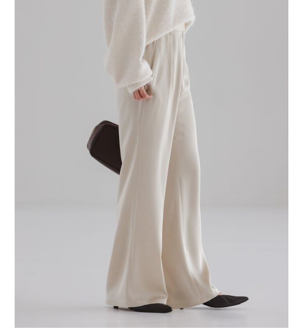 NOBLE「《セットアップ対応》ルナサテンナローフレアタックパンツ」|スラックス|