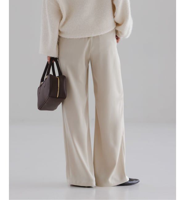 NOBLE「《セットアップ対応》ルナサテンナローフレアタックパンツ」|スラックス|