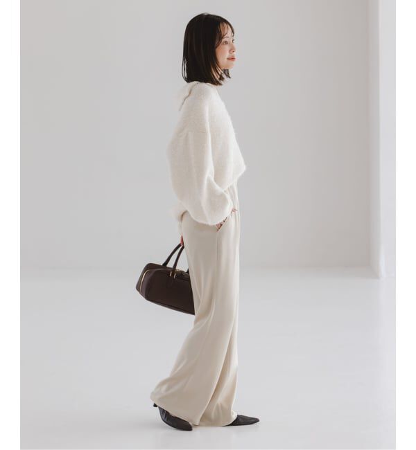 NOBLE「《セットアップ対応》ルナサテンナローフレアタックパンツ」|スラックス|