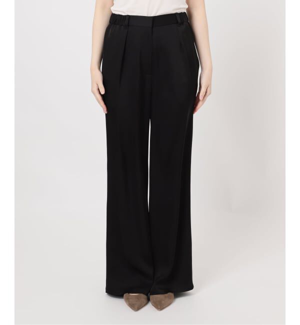 NOBLE「《セットアップ対応》ルナサテンナローフレアタックパンツ」|スラックス|