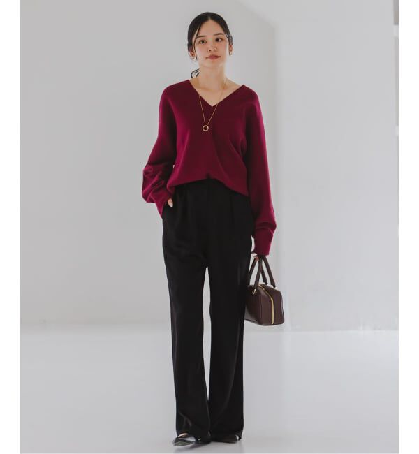 NOBLE「《セットアップ対応》ルナサテンナローフレアタックパンツ」|スラックス|