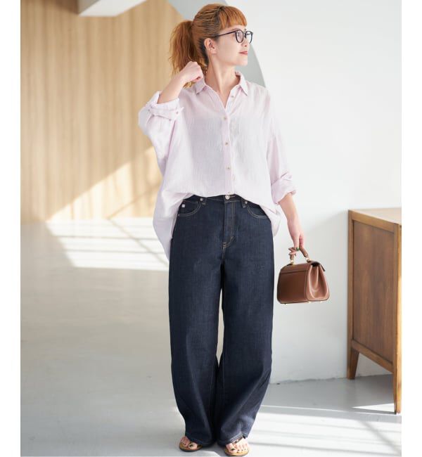 Spick and Span「《ゆったりサイズ》追加予約 80リネンカシュクール ビッグシャツ」|シャツ・ブラウス|