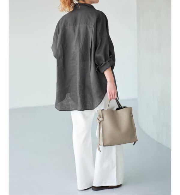 Spick and Span「《ゆったりサイズ》追加予約 80リネンカシュクール ビッグシャツ」|シャツ・ブラウス|