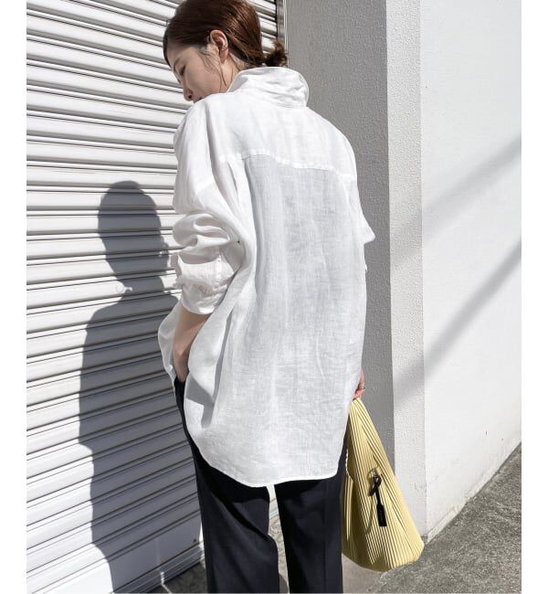 Spick and Span「《ゆったりサイズ》追加予約 80リネンカシュクール ビッグシャツ」|シャツ・ブラウス|