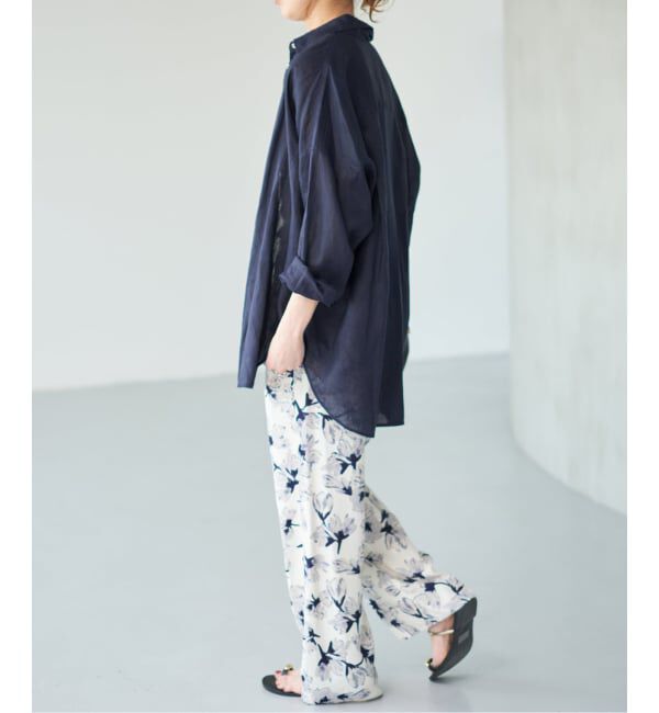 Spick and Span「《ゆったりサイズ》追加予約 80リネンカシュクール ビッグシャツ」|シャツ・ブラウス|