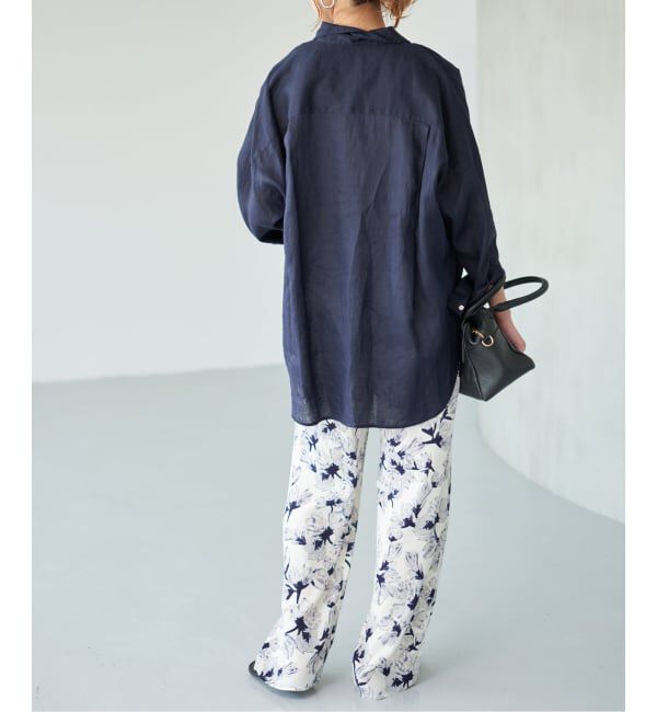 Spick and Span「《ゆったりサイズ》追加予約 80リネンカシュクール ビッグシャツ」|シャツ・ブラウス|