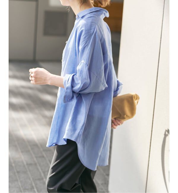 Spick and Span「《ゆったりサイズ》追加予約 80リネンカシュクール ビッグシャツ」|シャツ・ブラウス|