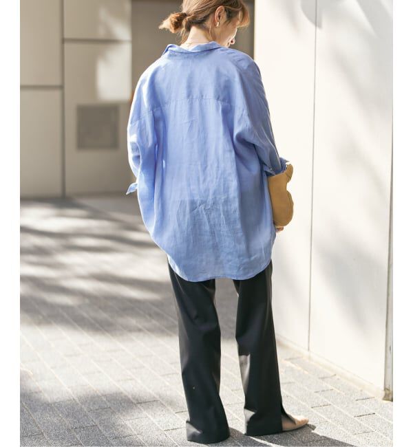 Spick and Span「《ゆったりサイズ》追加予約 80リネンカシュクール ビッグシャツ」|シャツ・ブラウス|