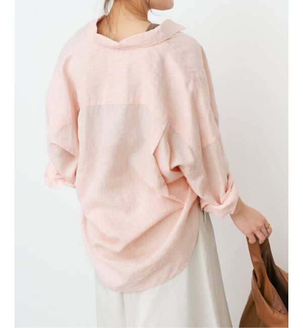Spick and Span「《ゆったりサイズ》追加予約 80リネンカシュクール ビッグシャツ」|シャツ・ブラウス|