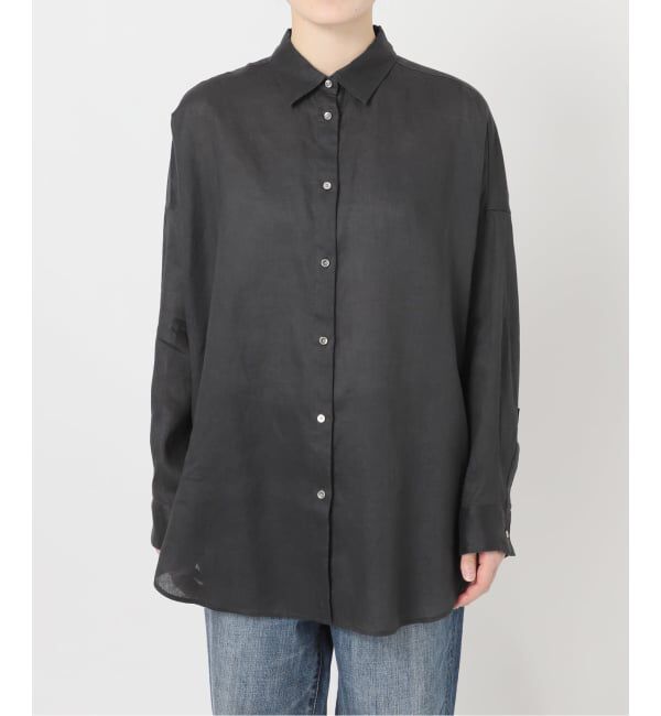 Spick and Span「《ゆったりサイズ》追加予約 80リネンカシュクール ビッグシャツ」|シャツ・ブラウス|