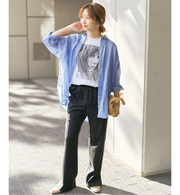 Spick and Span「《ゆったりサイズ》追加予約 80リネンカシュクール ビッグシャツ」|シャツ・ブラウス|