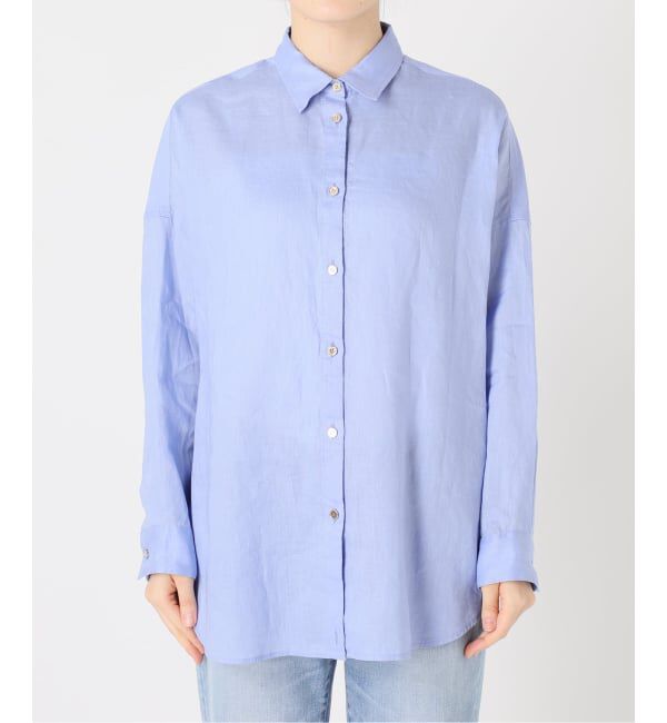 Spick and Span「《ゆったりサイズ》追加予約 80リネンカシュクール ビッグシャツ」|シャツ・ブラウス|