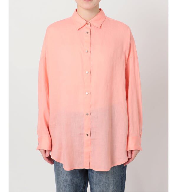 Spick and Span「《ゆったりサイズ》追加予約 80リネンカシュクール ビッグシャツ」|シャツ・ブラウス|