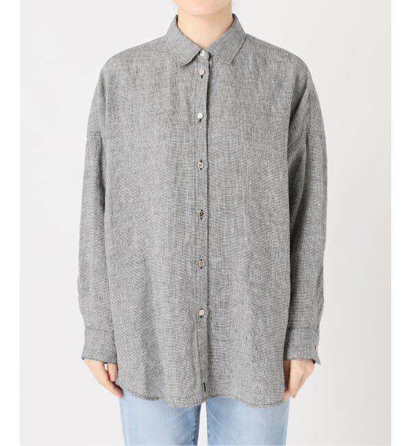 Spick and Span「《ゆったりサイズ》追加予約 80リネンカシュクール ビッグシャツ」|シャツ・ブラウス|