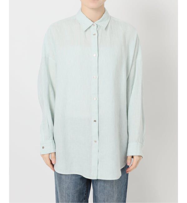 Spick and Span「《ゆったりサイズ》追加予約 80リネンカシュクール ビッグシャツ」|シャツ・ブラウス|