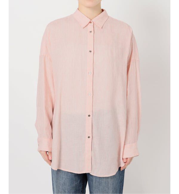 Spick and Span「《ゆったりサイズ》追加予約 80リネンカシュクール ビッグシャツ」|シャツ・ブラウス|