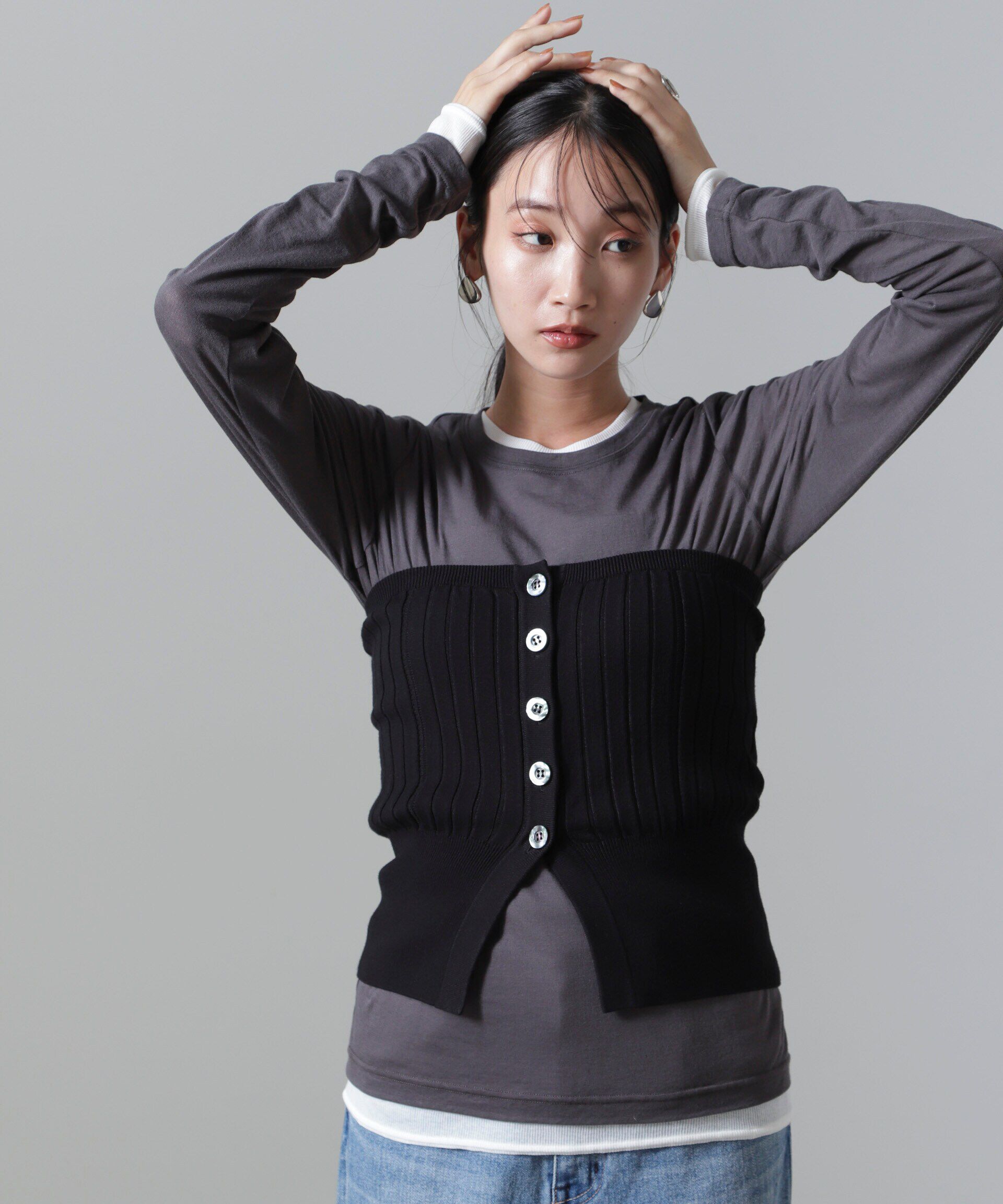 nano･universe「2WAYリブニットベアトップビスチェ」|ニット・セーター|