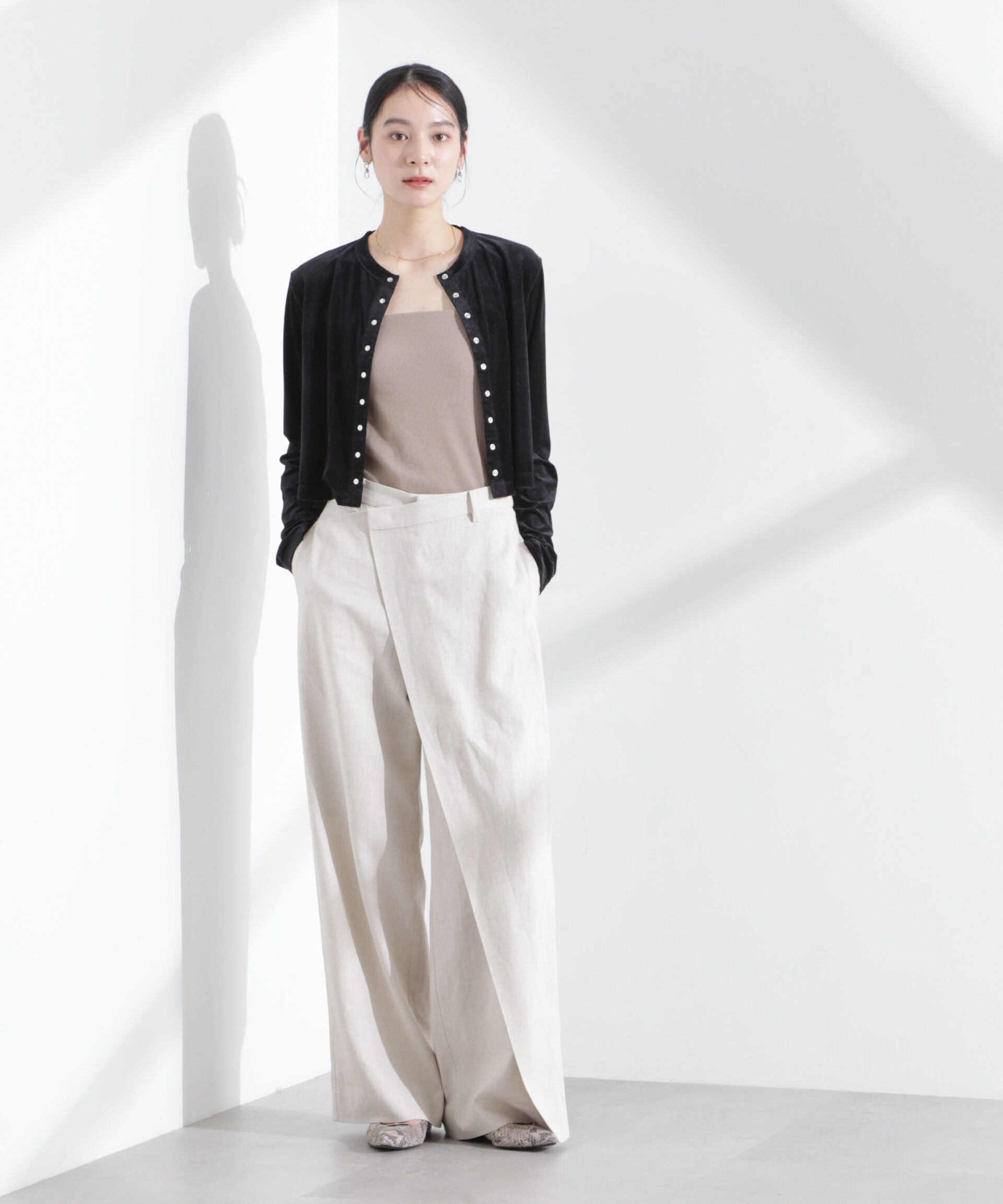 nano･universe「シアーベロアメニーボタンカーディガン」|Tシャツ・カットソー|