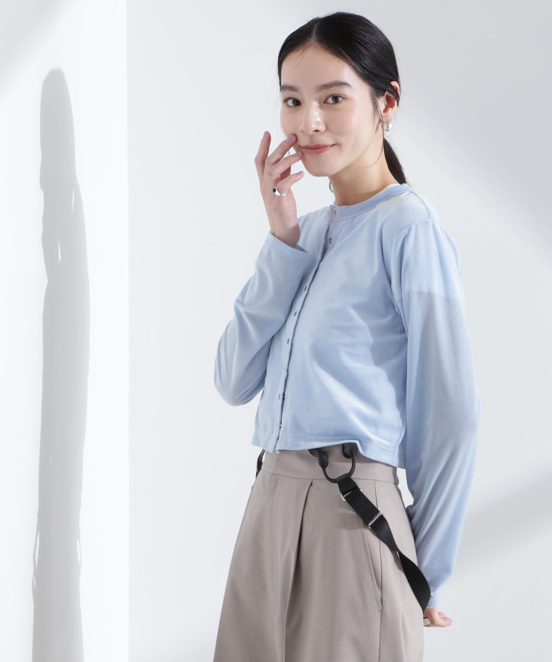 nano･universe「シアーベロアメニーボタンカーディガン」|Tシャツ・カットソー|