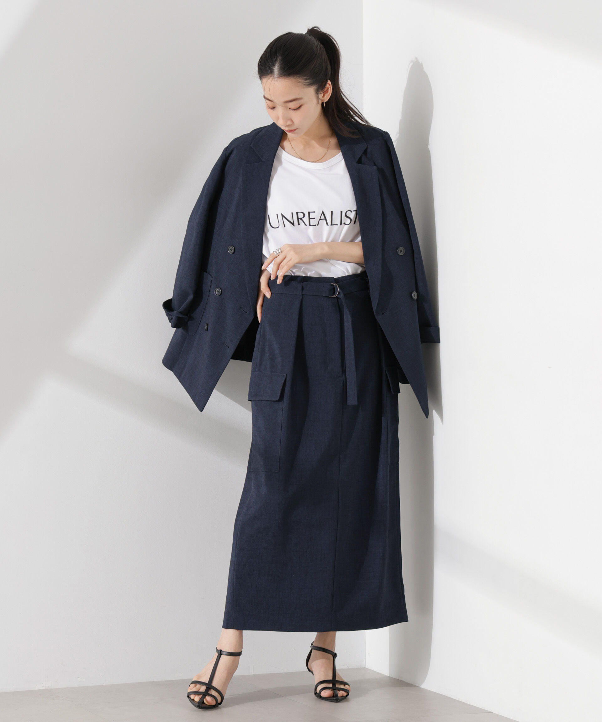 nano･universe「多機能素材ベルト付ポケットディティールスカート（セットアップ可）」|スカート|