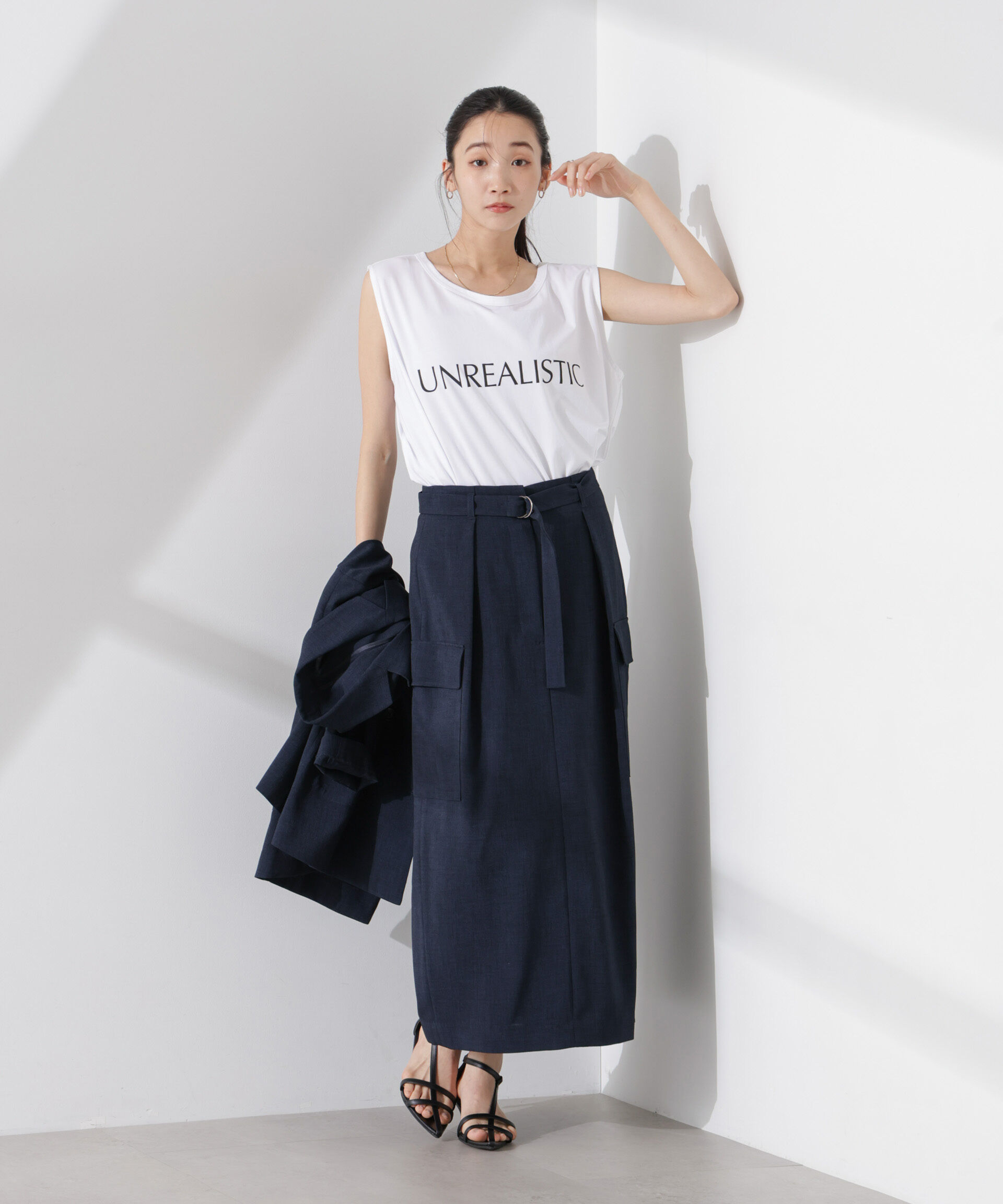 nano･universe「多機能素材ベルト付ポケットディティールスカート（セットアップ可）」|スカート|