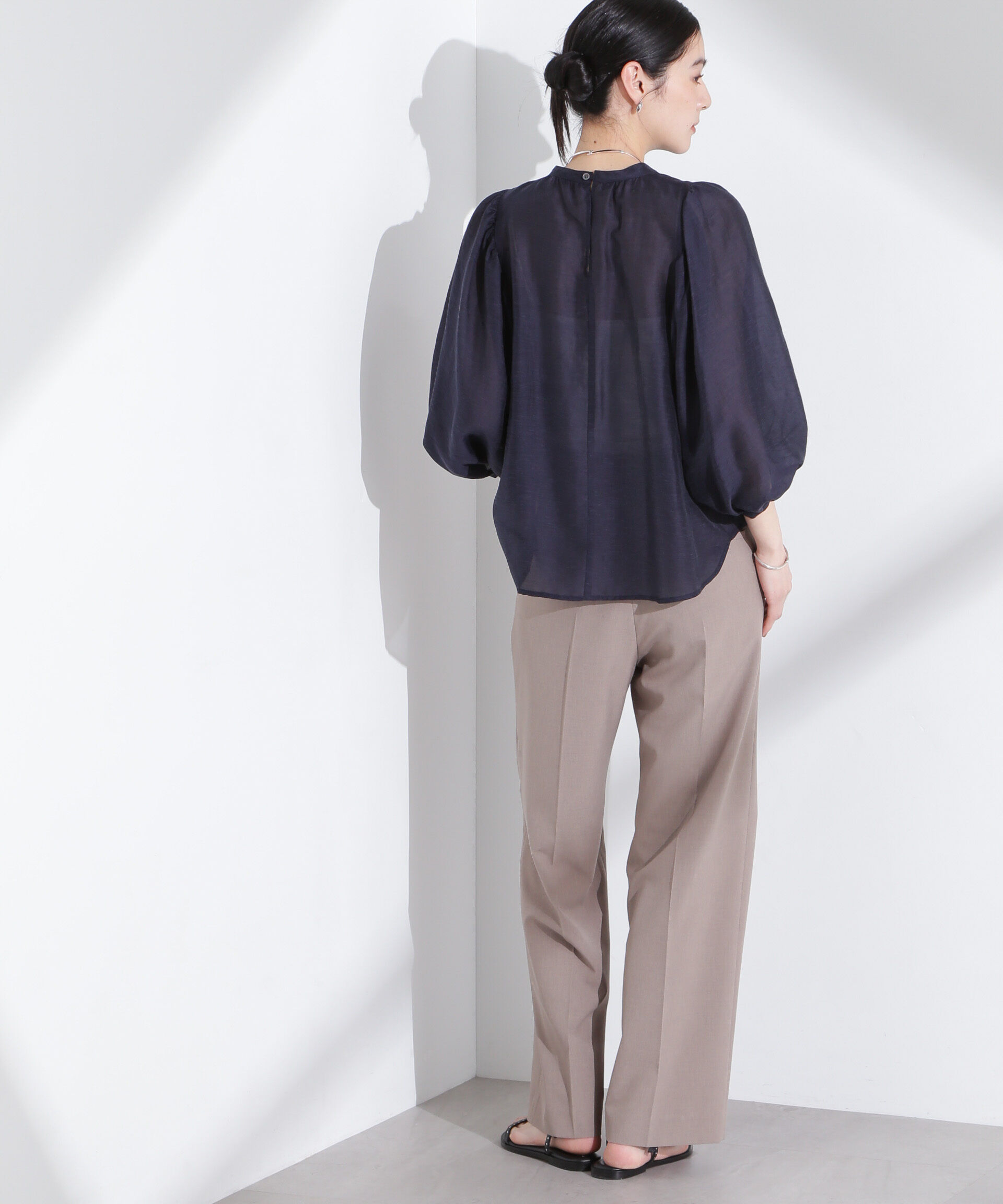 nano･universe「リネン混シアーボリュームスリーブブラウス」|シャツ・ブラウス|