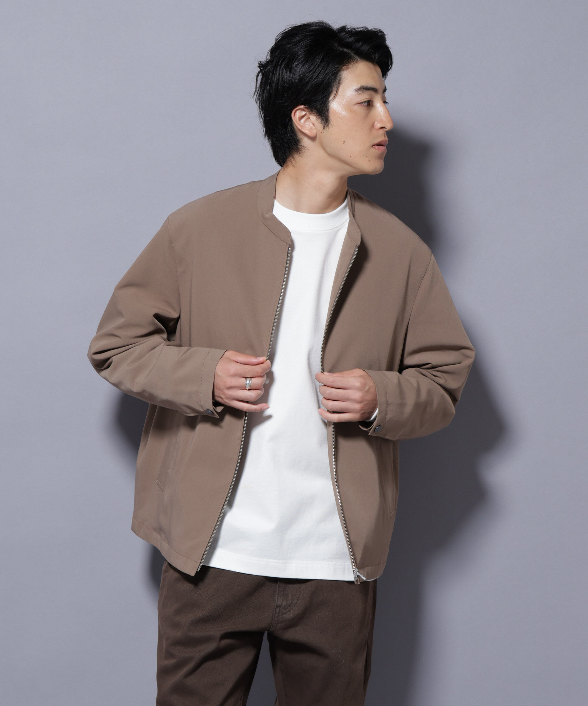 nano･universe「TR シングルライダースブルゾン」|ブルゾン・スタジャン|