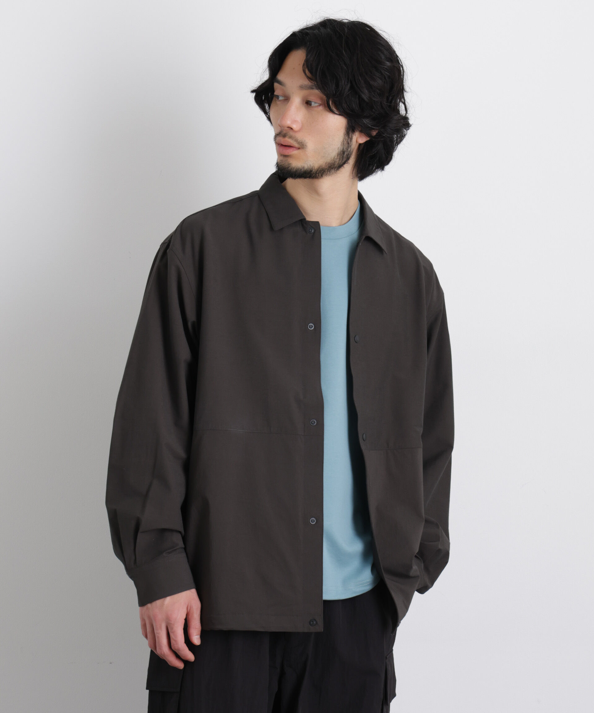 nano･universe「ストレッチワイドシャツブルゾン」|ブルゾン・スタジャン|スミクロ1