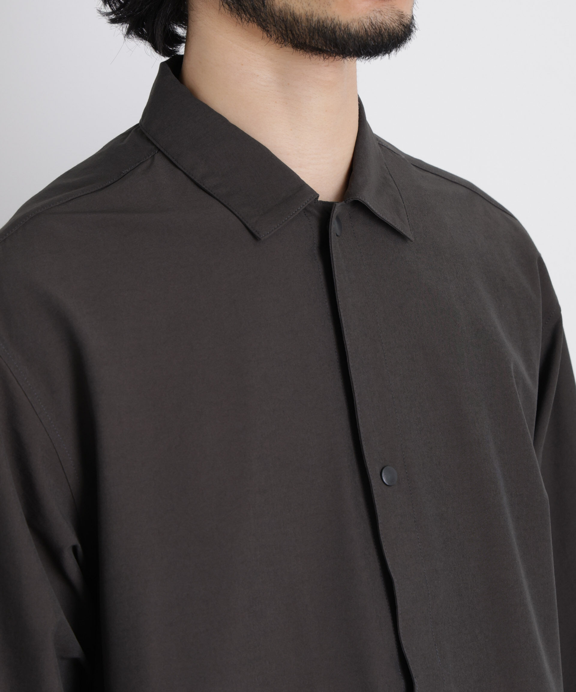 nano･universe「ストレッチワイドシャツブルゾン」|ブルゾン・スタジャン|