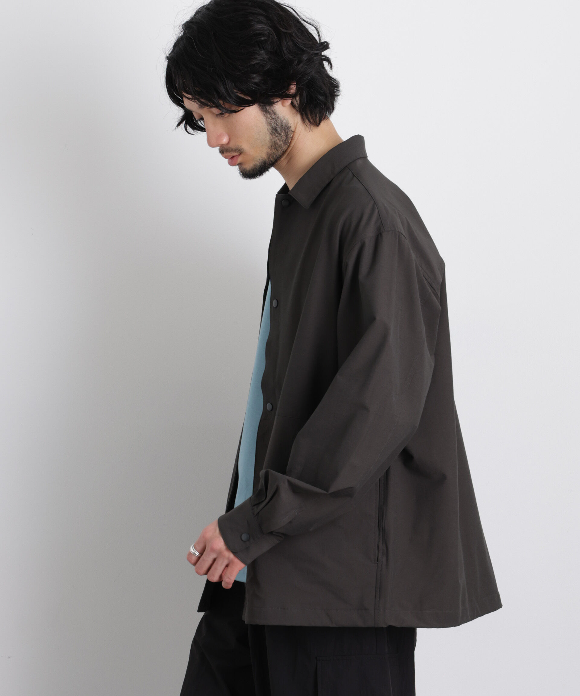 nano･universe「ストレッチワイドシャツブルゾン」|ブルゾン・スタジャン|