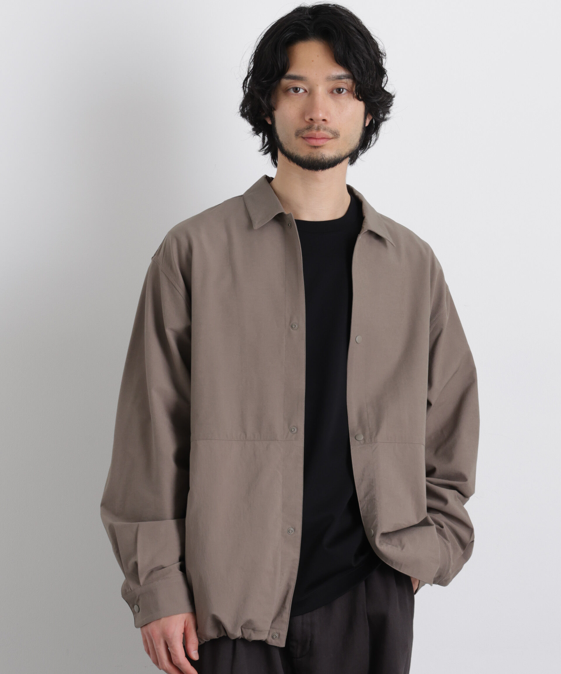nano･universe「ストレッチワイドシャツブルゾン」|ブルゾン・スタジャン|モカ3